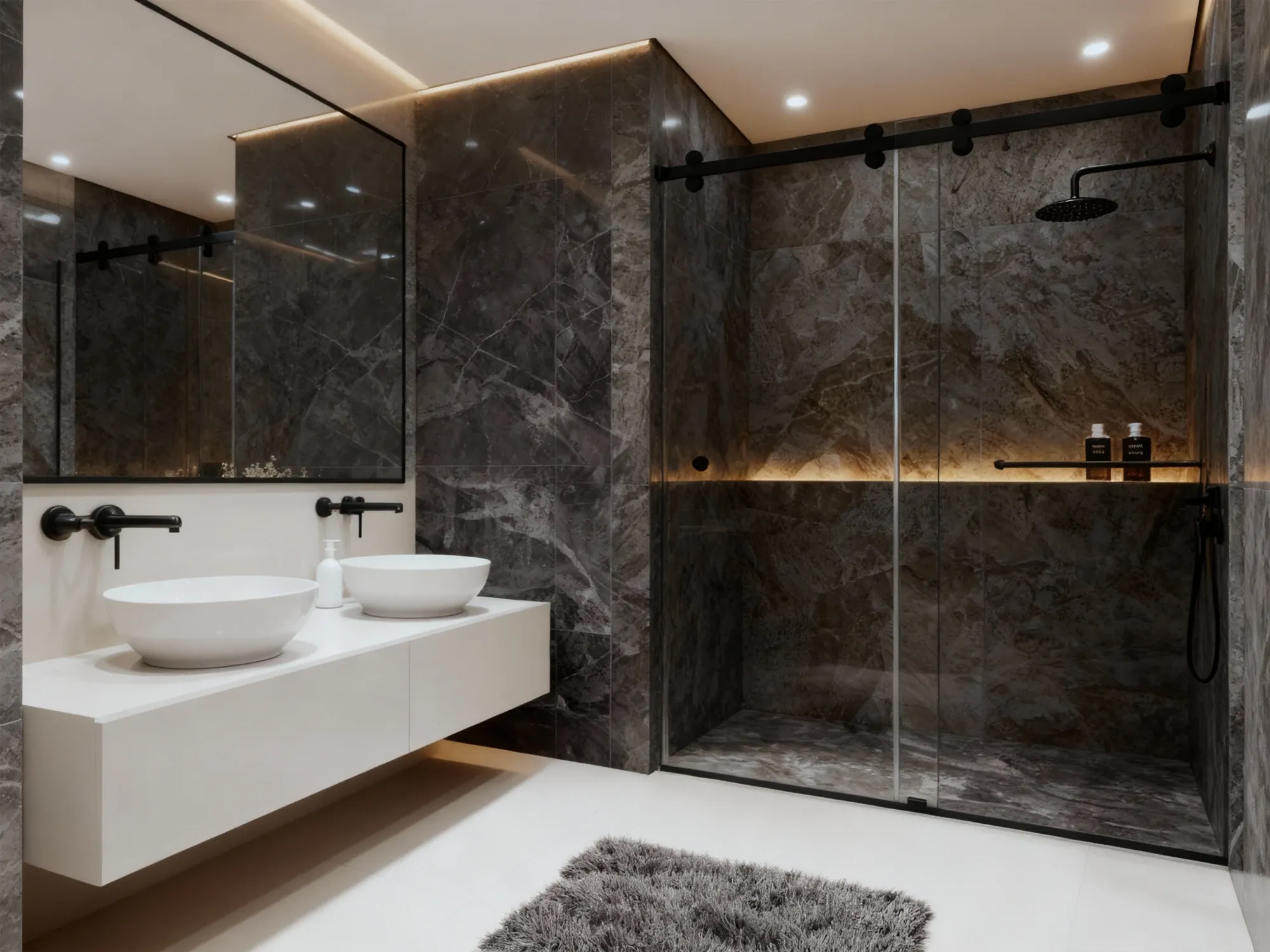 Modern shower door for space-saving bathroom design