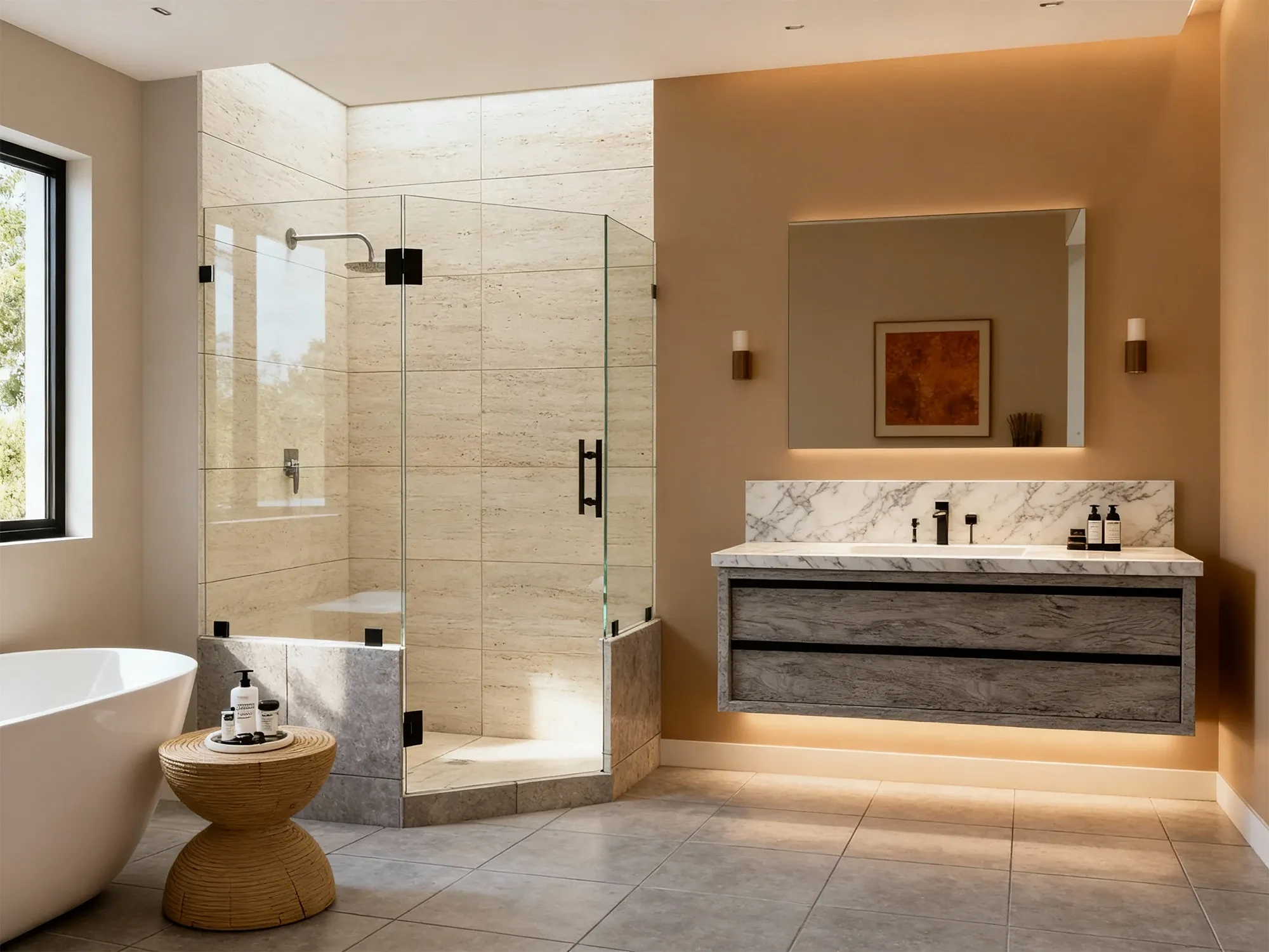 Luxury 135-degree neo-angle shower door