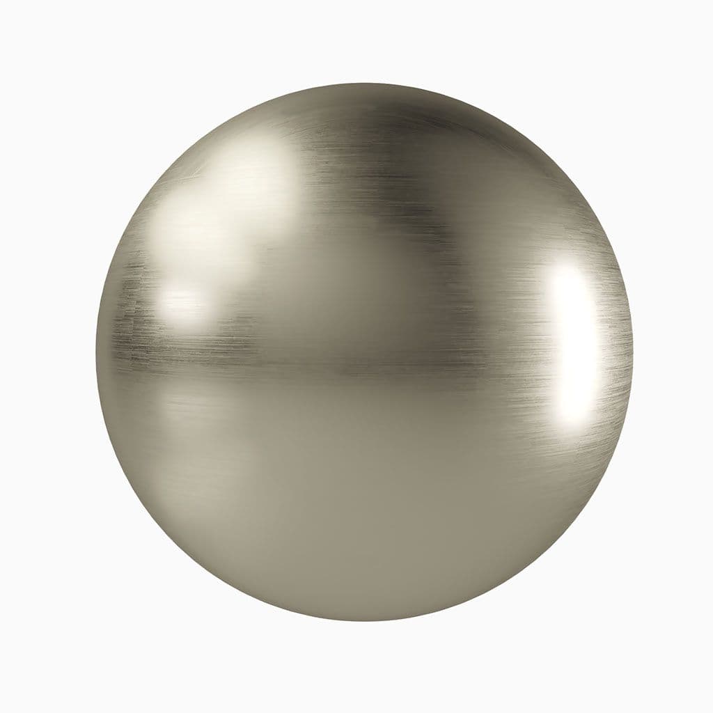 Metallic sphere with a brushed finish, representing custom glass finishes for products like shower doors, table tops, and mirrors.