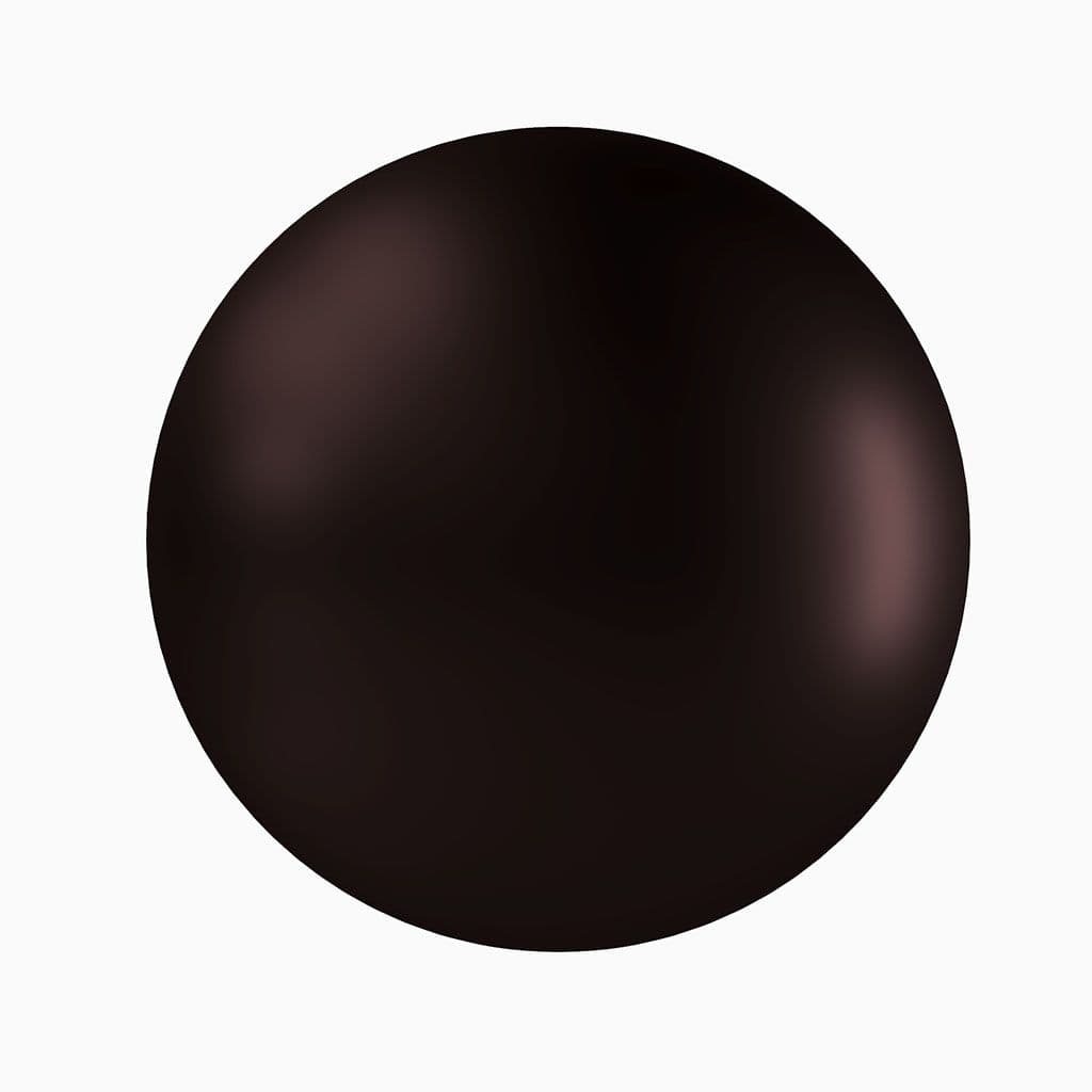 Custom glass sphere with a sleek black finish, suitable for use in table tops, mirrors, and shower doors, emphasizing modern design and quality.