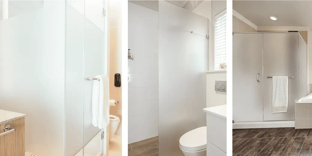 modern bathroom featuring custom shower doors, frosted glass panels, and sleek finishes on tempered glass, showcasing elegance in design
