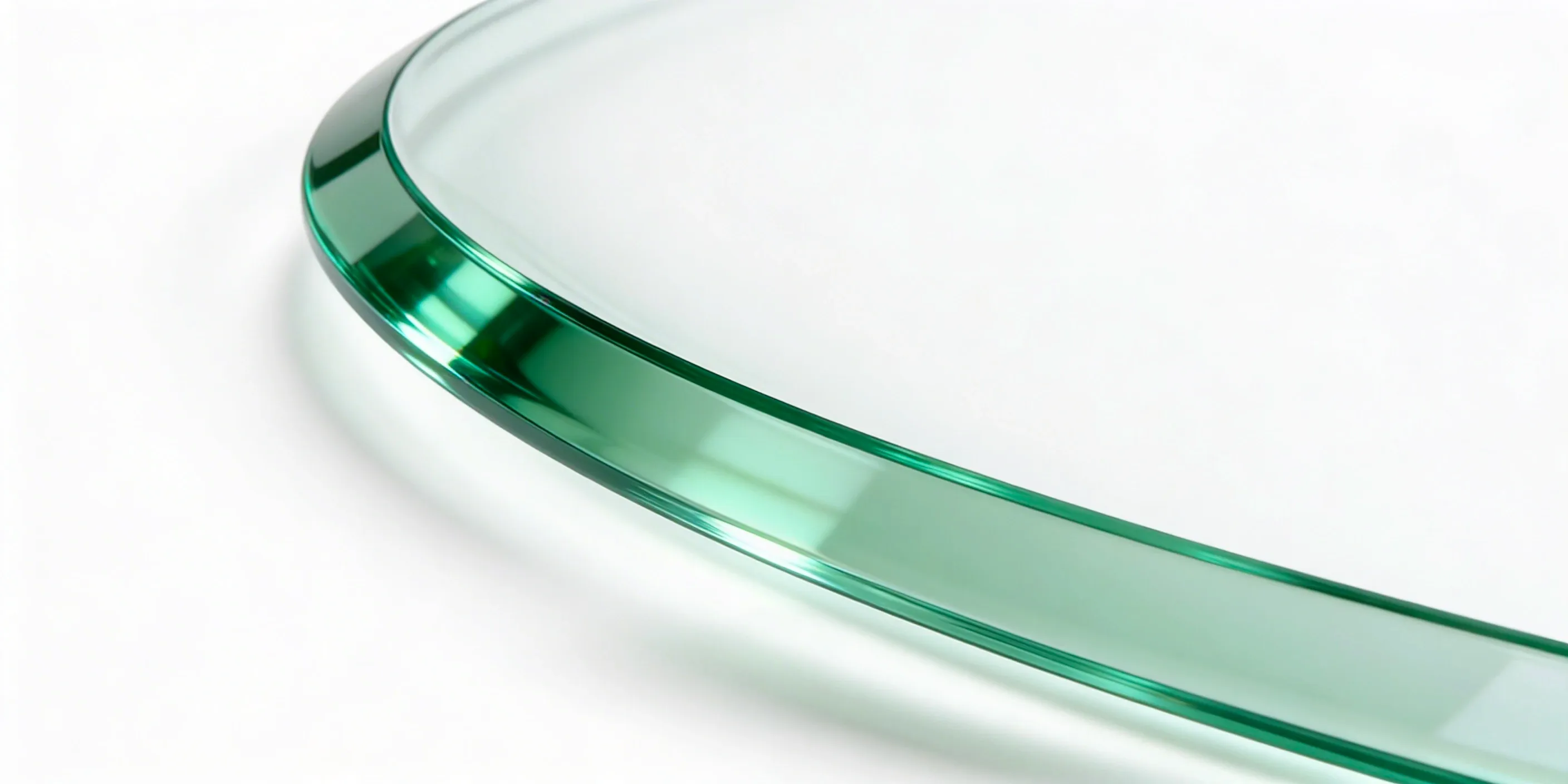 Close-up of a beveled glass edge — angled decorative cut that catches and reflects light elegantly