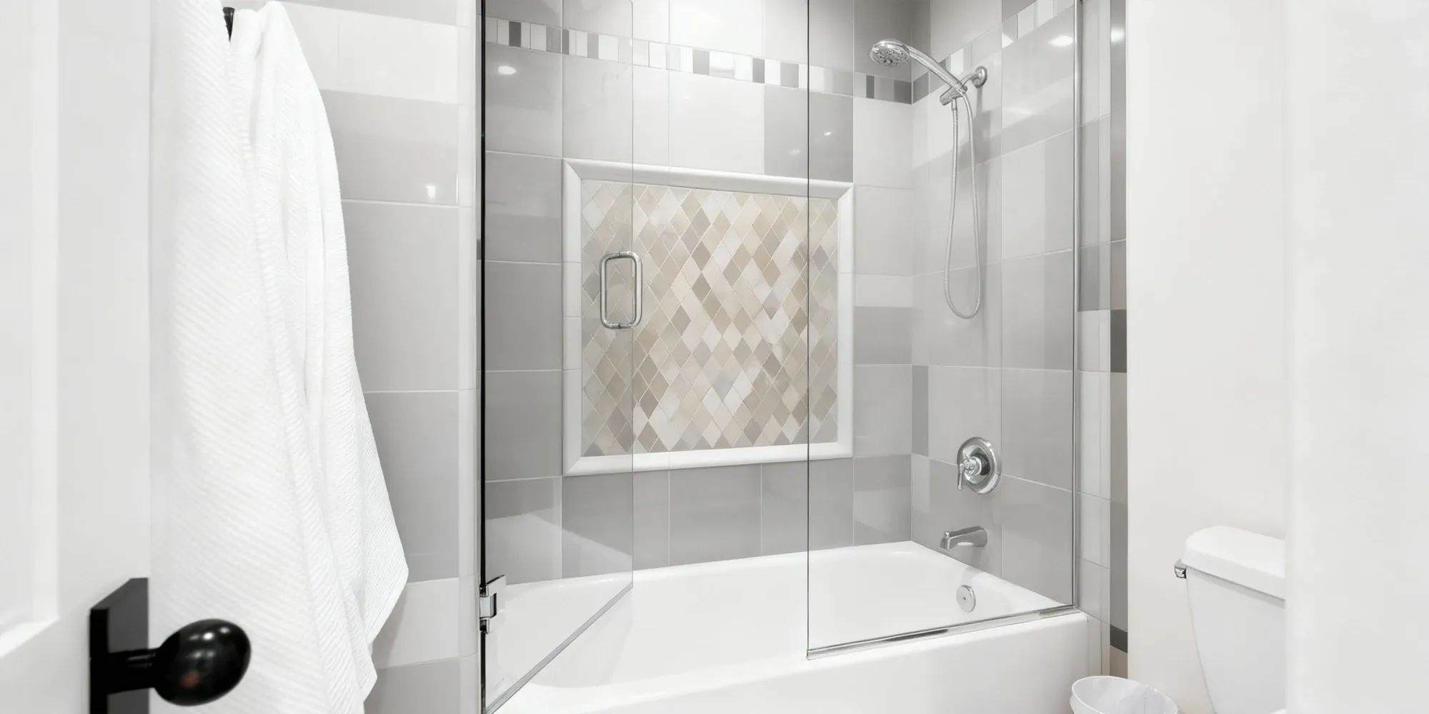 A bathtub shower door