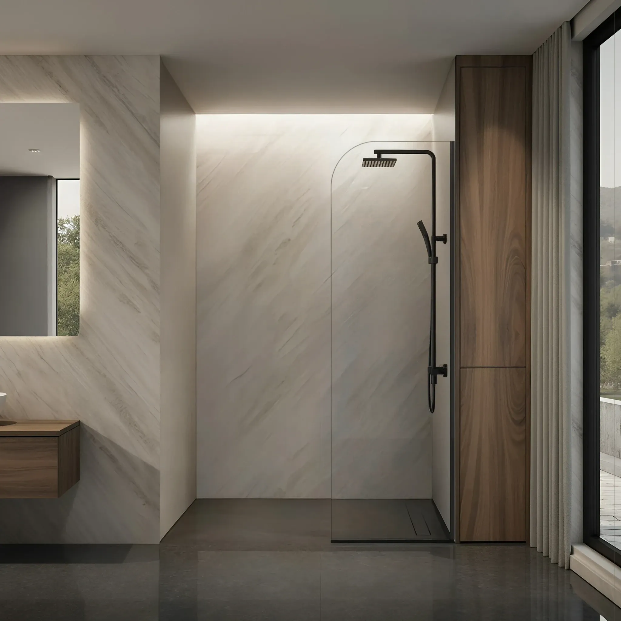 Left Open Single Shower Round Screen
