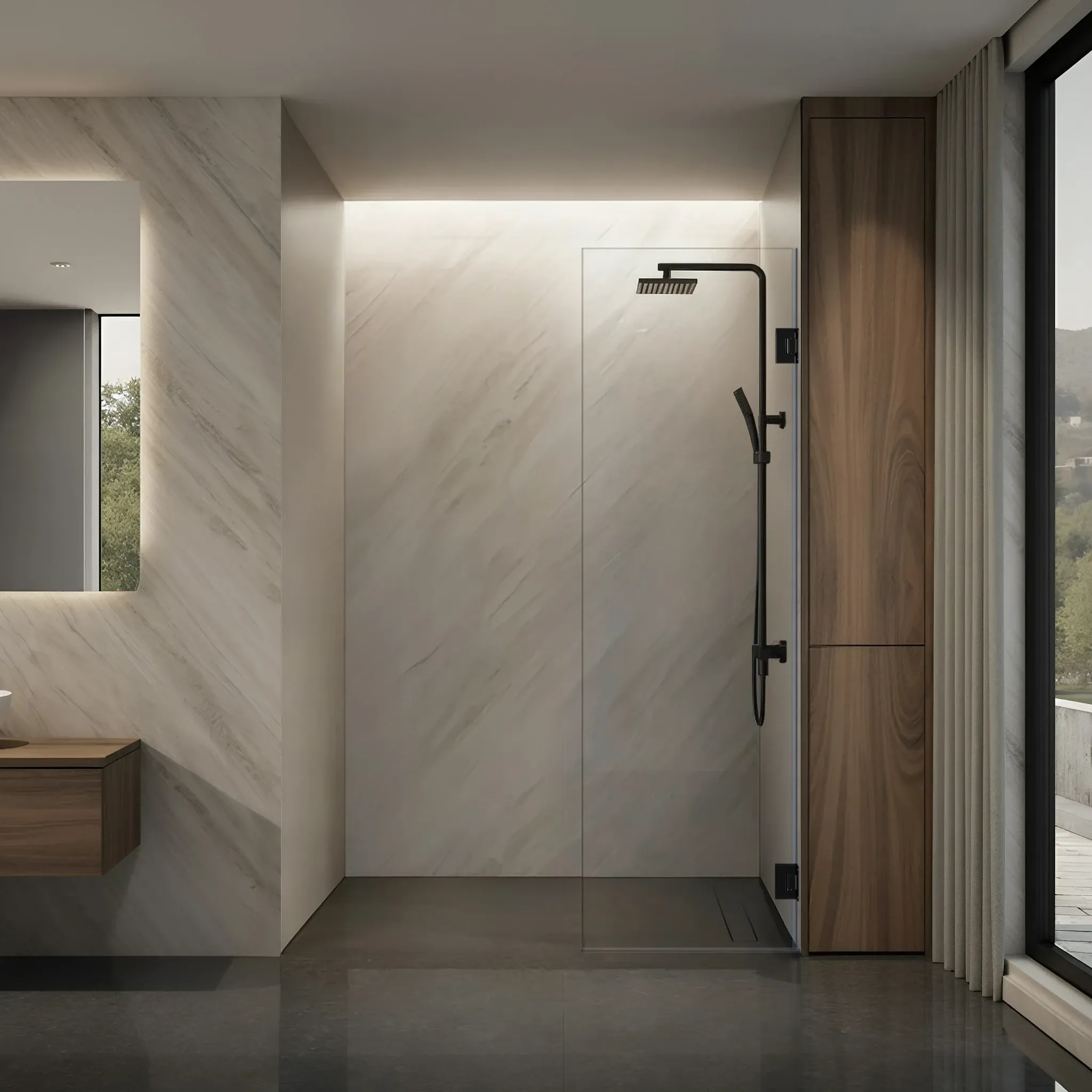 Left Open Single Swinging Shower Screen