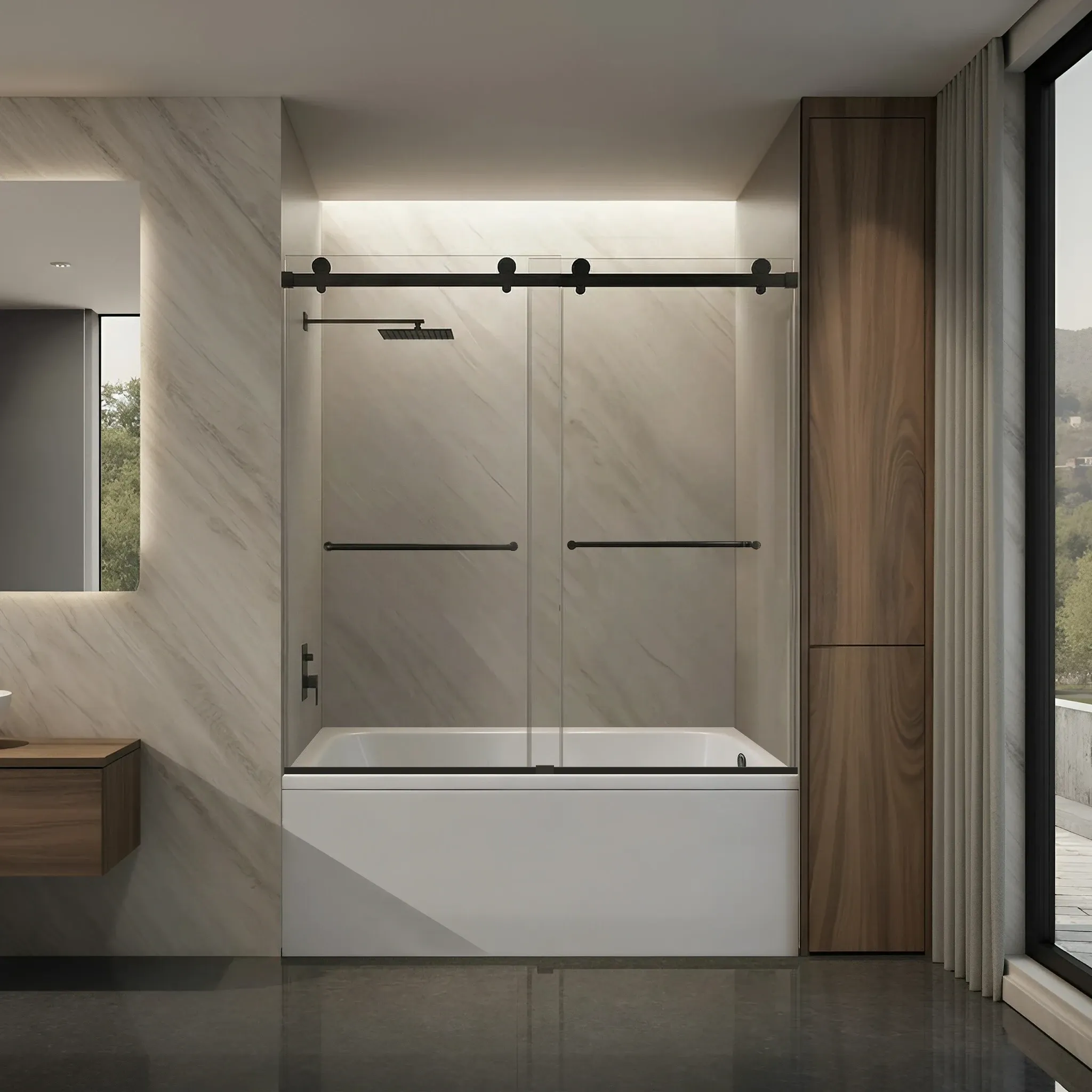 Luna bathtub shower door