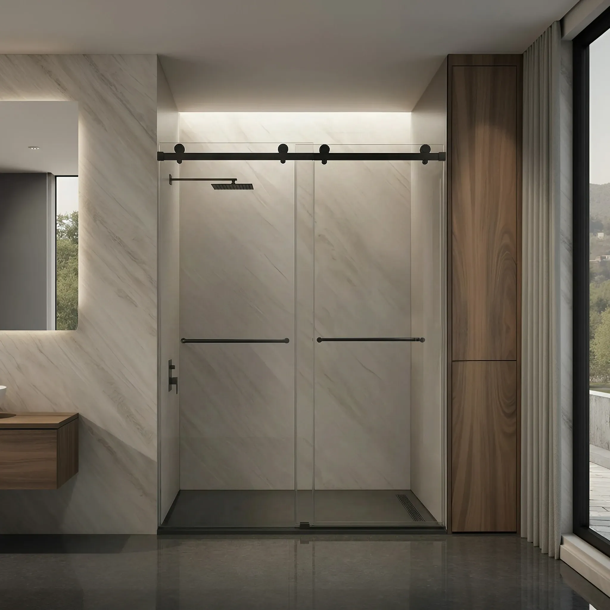 Luna Frameless Bypass Sliding Shower Door