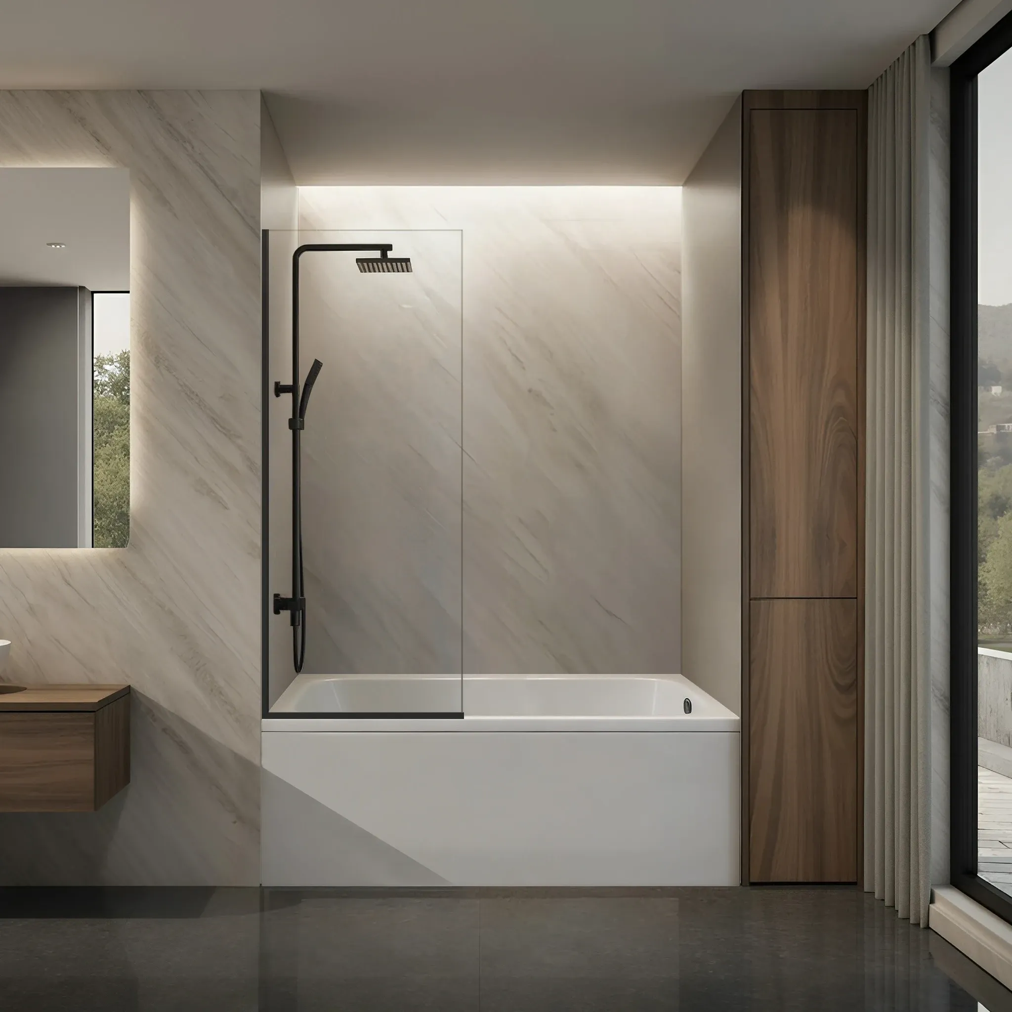 Tela bathtub fixed screen