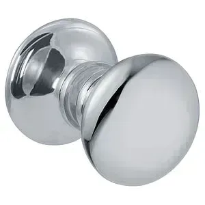 Polished chrome door knob, suitable for shower doors, custom glass installations, and glass furniture accents.