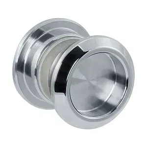 Polished chrome shower door handle, suitable for custom glass applications including shower doors and mirrors.