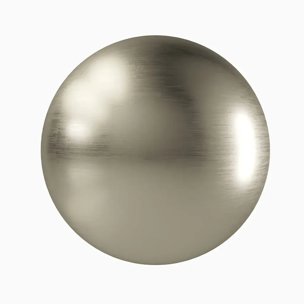Metallic sphere showcasing a brushed finish, ideal for design elements in custom glass shower doors, table tops, and mirrors.