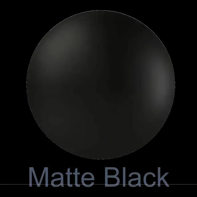 Matte black color sample for custom glass applications including shower doors, table tops, and mirrors.