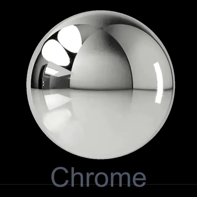 Chrome finish reflecting light, ideal for custom glass applications including shower doors, table tops, mirrors, and tempered glass designs.