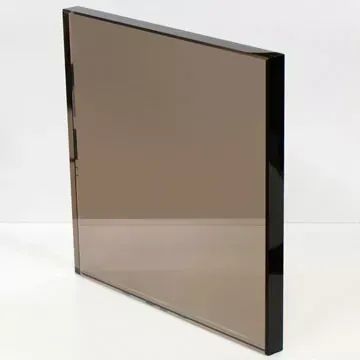 Custom tempered glass panel with beveled edges, suitable for shower doors, table tops, and mirrors.