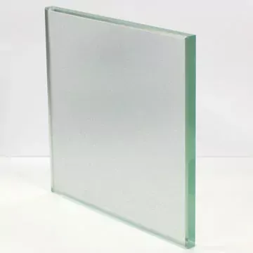 Custom tempered glass panel with a beveled edge, suitable for shower doors, table tops, and mirrors.