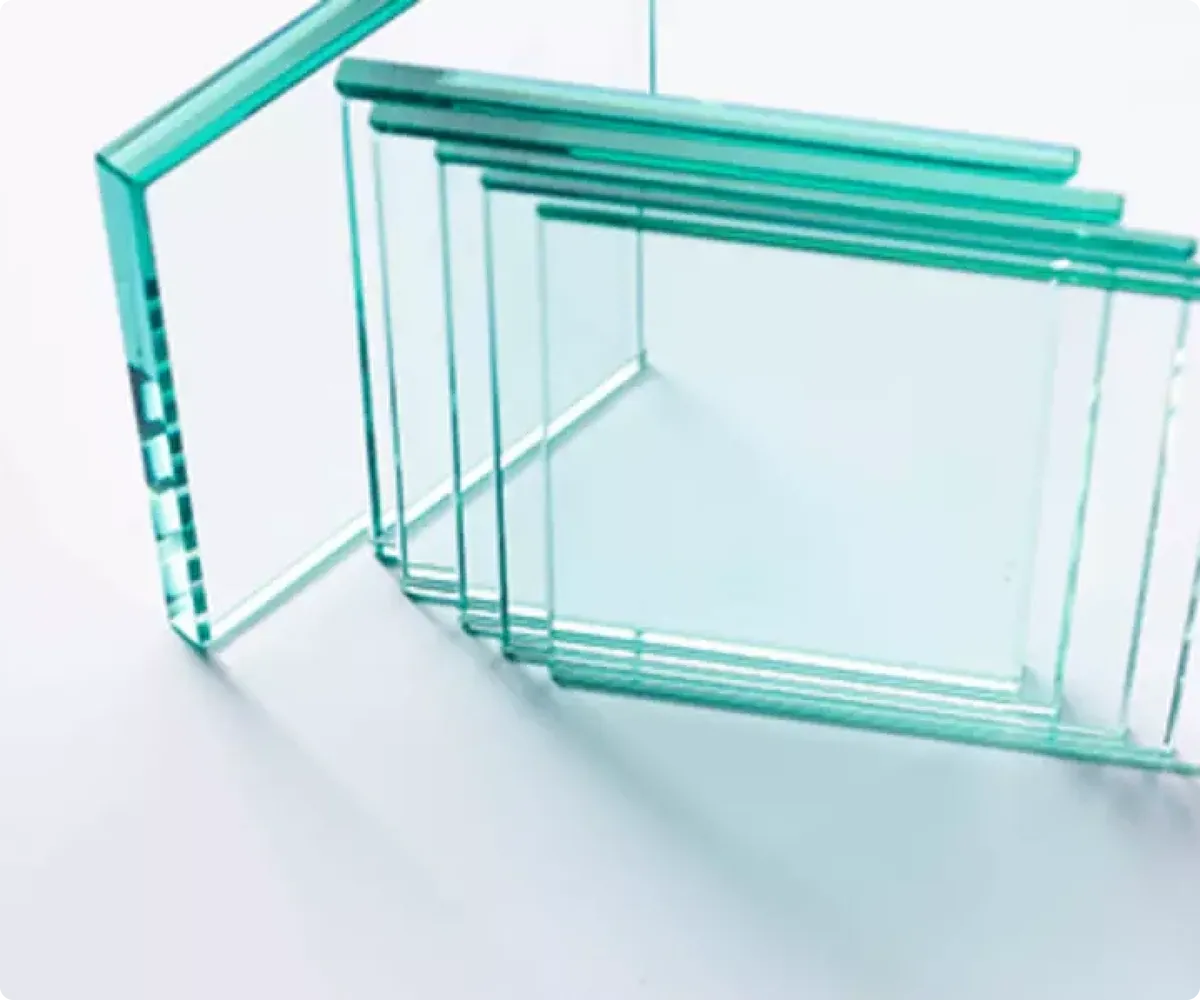 Custom tempered glass pieces with beveled edges, suitable for shower doors, table tops, and mirrors.