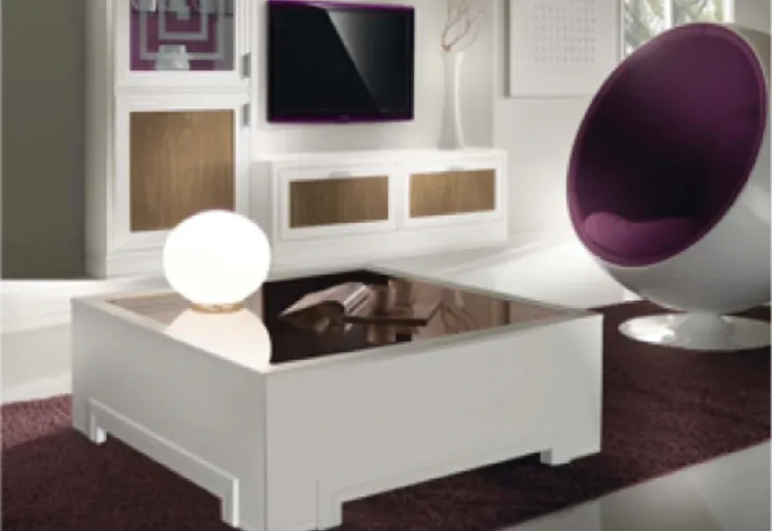 Modern living room featuring a custom glass coffee table with a tempered glass top, surrounded by contemporary furniture, emphasizing sleek design and functionality.